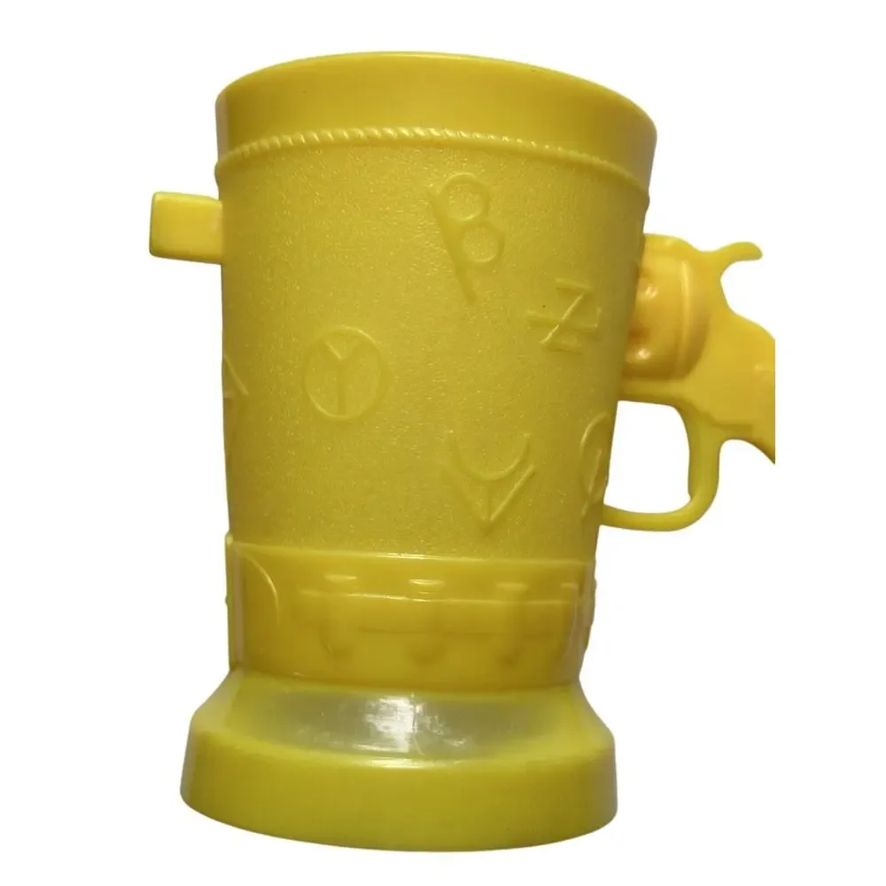 Pair Vtg Boot Cowboy Western Cups Yellow Blue Plastic EZ POR Corp Read Info